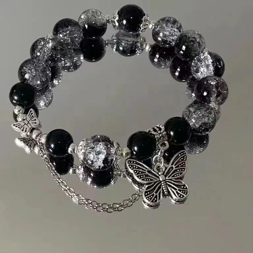 Niche Design Star Chain Tassel Bracelet for Women Fantasy Blue Crystal Beads Elastic Rope Bracelet Best Friend Zircon Gifts
