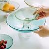 Transparent Glass Fruit Plate Round Shape Tall Feet Glass Bowl Fruit Salad Bowl Snack Tray Dish Dessert Plate Decorative Plates