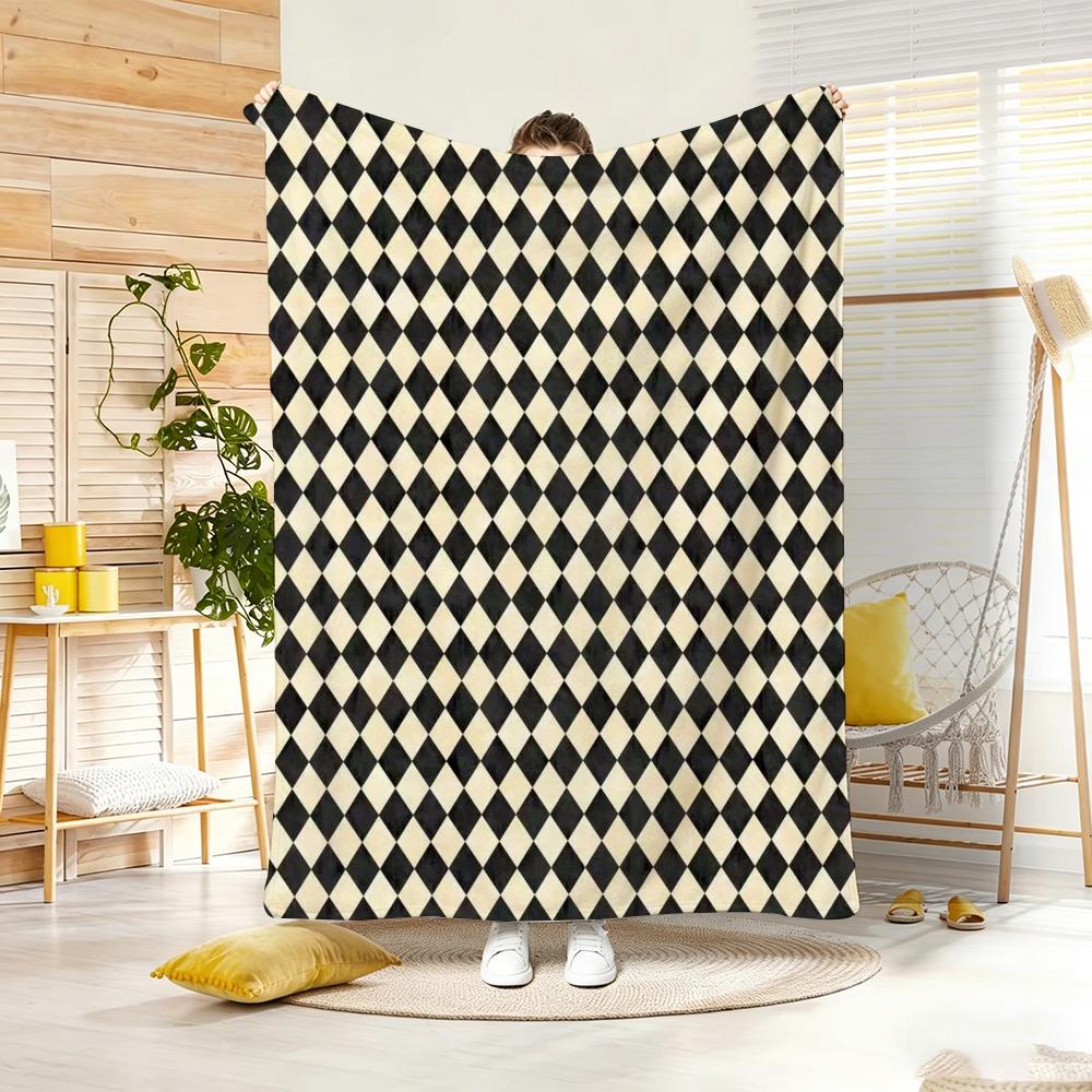 Classic motif C-Checkerboard Throw Soft Warm Throw Blanket for Bedroom Living Room Bed Travel Camping Picnic Gift