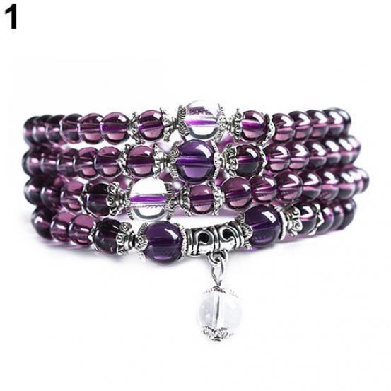 6mm Crystal Stone Buddhist Amethyst 108 Prayer Beads Mala Bracelet Necklace AVE