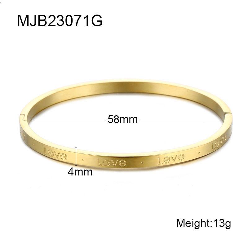 Personalized Female Jewellery Custom Stainless Steel 18K Gold Plated Love Bangles Bracelets for Women