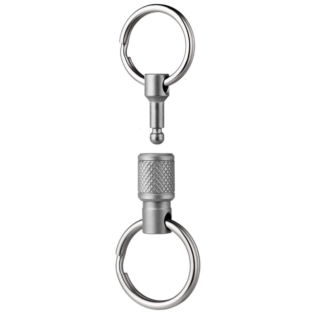 TIMULTI Titanium Detachable Quick Release Key Ring with Detachable 4 Split Rings Keychain, Carabiner, Keychain, Compact, Lightweight,