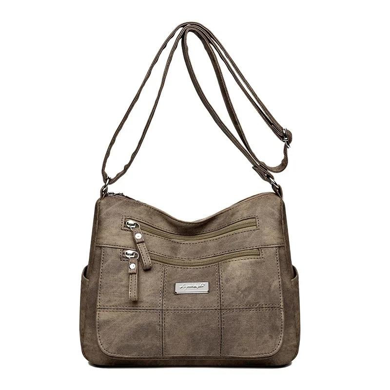 

Trend PU Leather Messenger Bags Solid Color Lady Handbags Luxury Designer Multi-pocket Women Shoulder Bag Bolso