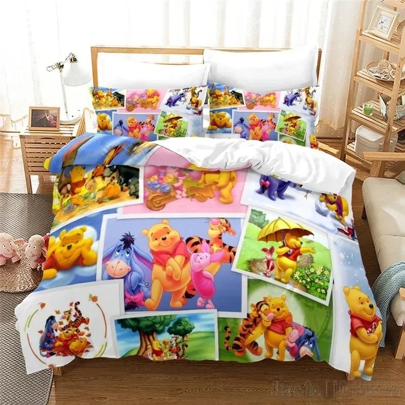 Winnie The Pooh Piglet Honey Pot Cartoon Duvet Cover Set HD Comforter Cover for Kids Bedding Sets Bedclothes Bedroom Decor