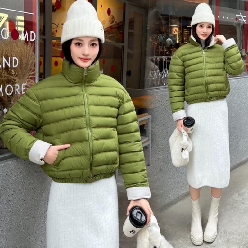 Women's short cotton-padded clothes, autumn and winter new models, contrasting colors, fashionable age-reducing and cold-proof clothes, temper