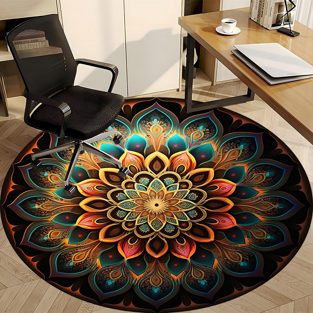 1pc Mandala Pattern Chair Carpet for Office, Non-slip, Soft and Durable Leisure Rug, Perfect for Office, Living Room yy251103136