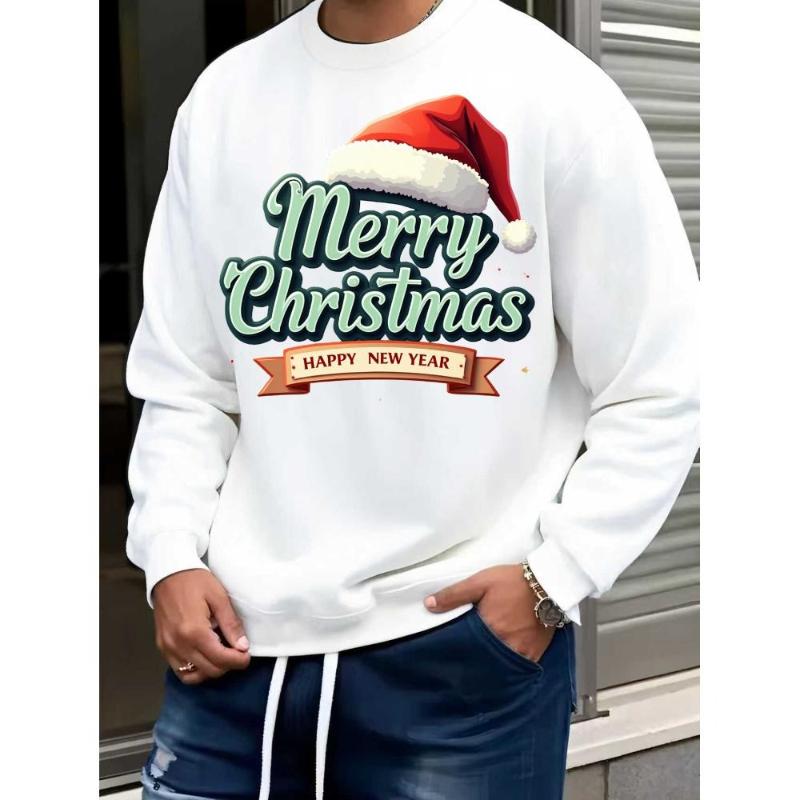 Christmas Crew Neck Sweatshirt, 100% Combed Cotton, Ultra-Soft Breathable Daily Essential