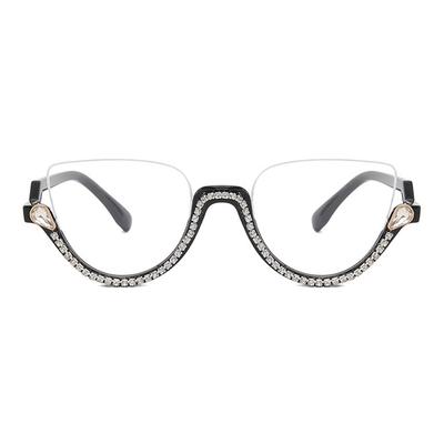 Cat Eye Frame Anti-blue Light Glasses For Women Half Frame Bling Rhinestone  Blue Light Blocking Glasses Eyeglasses Woman