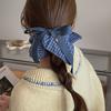 Haargummis mit großer Schleife im koreanischen Blue-Jeans-Stil für Damen, Haargummis mit unregelmäßigem Rand, Y2K-Haarbänder