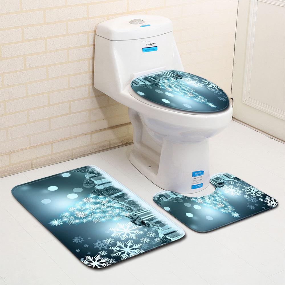 Christmas Bathroom Floor Mat Toilet Three-Piece Set