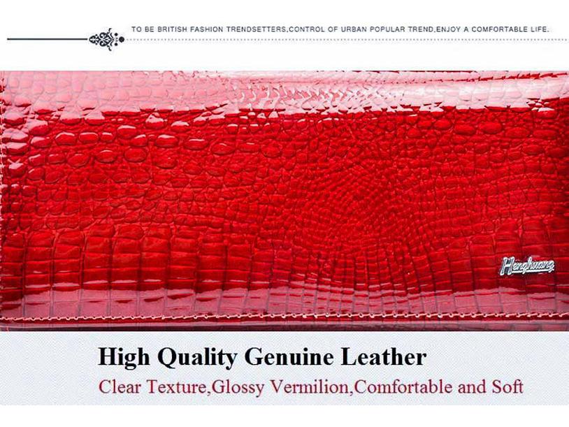 Top Layer Cowhide Women's Crocodile Pattern Genuine Leather Wallet and Clutch