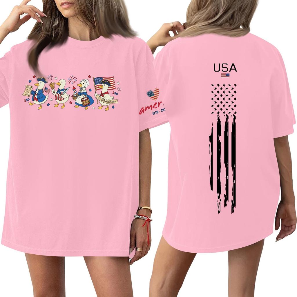 Women's Casual Fashion Round Neck Casual Print Short Sleeve T-Shirt Top