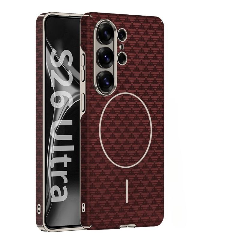 Electroplated Leather Phone Case for Samsung Galaxy S26 Ultra S26Ultra for Magsafe Wireless Charging Magnetic Protective Cover