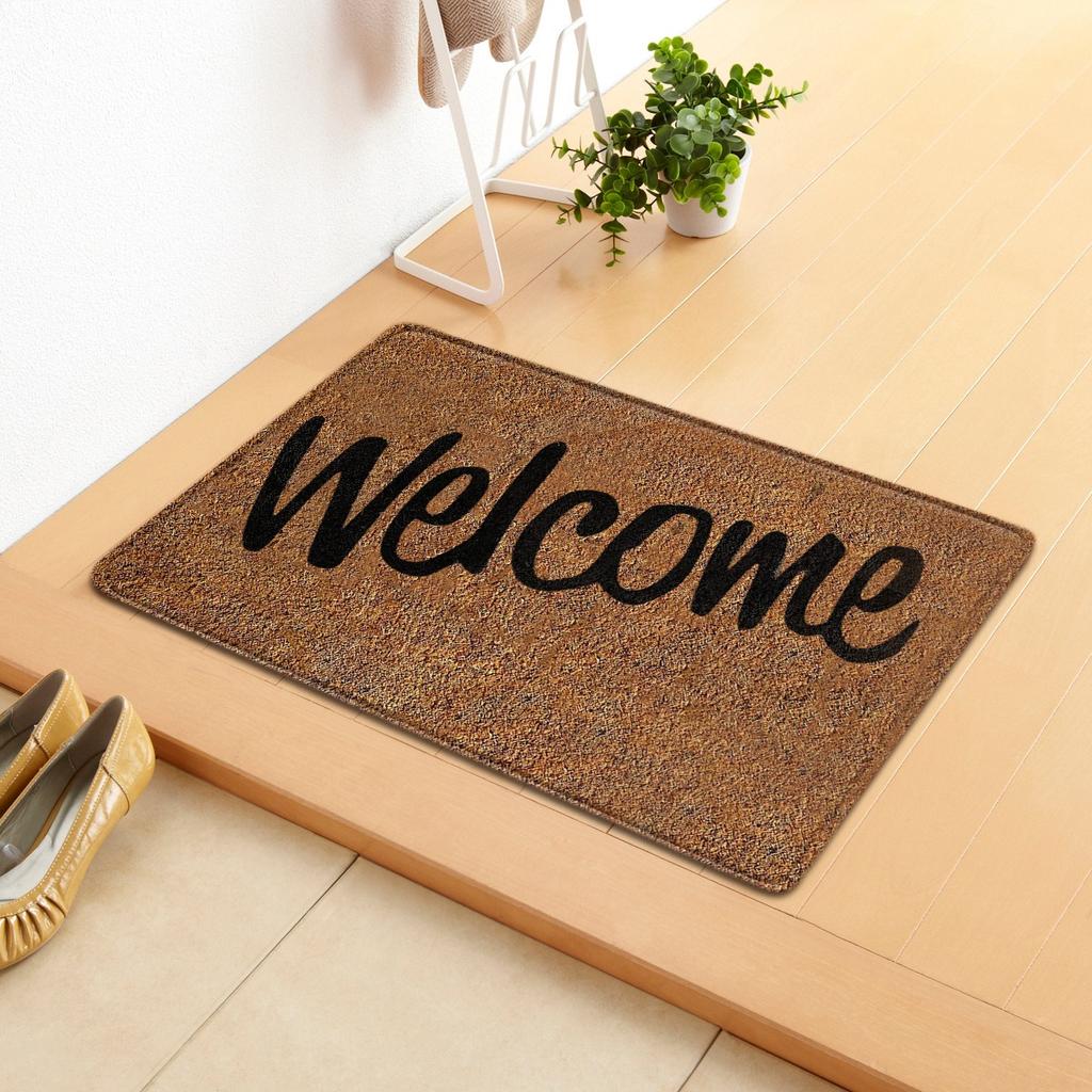 Brown Doormat Carpet Welcome Message Anti Slip Carpet Home Decoration Warm Living Room Bedroom Anti Slip Entrance Carpet