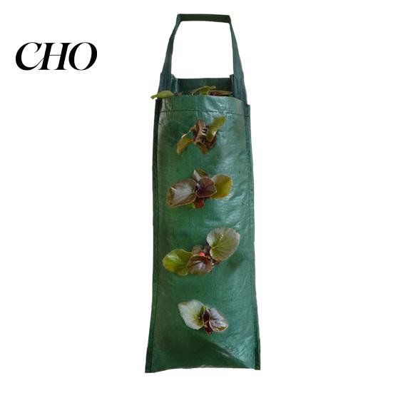 PE Fabric Planter Hanging Strawberry Grow Bag Upside Down Reusable Breathable Plant Rootlet Growth with 4 6 8 10 Planting Holes for Vegetables