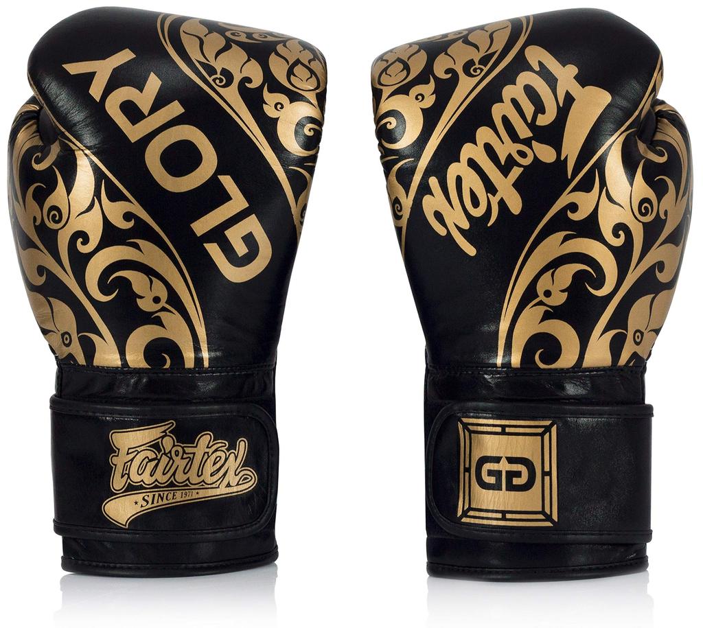 BangpleeSport Fairtex Glory BGLG2 Rukavice Box Muay Thai MMA Šněrovací Design Bílá Barva Pravá Kůže 8 oz Černá