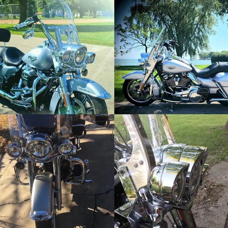 Motorcycle 7" Headlight Trim Ring Visor Style 4.5" Fog Light Cover For Harley Touring Road King Electra Glide Softail FLD/FLH