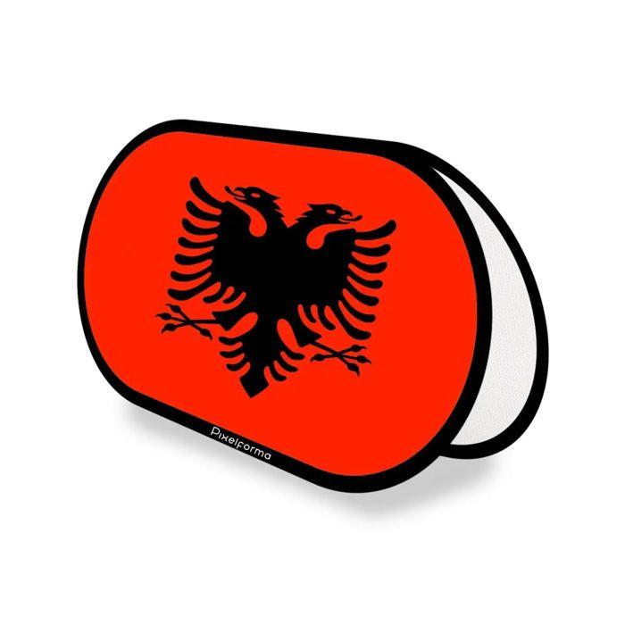 Drapeau Ovale - Albanie - 70 x 120 cm - Polyester - Impression recto/verso - Pliable rétractable