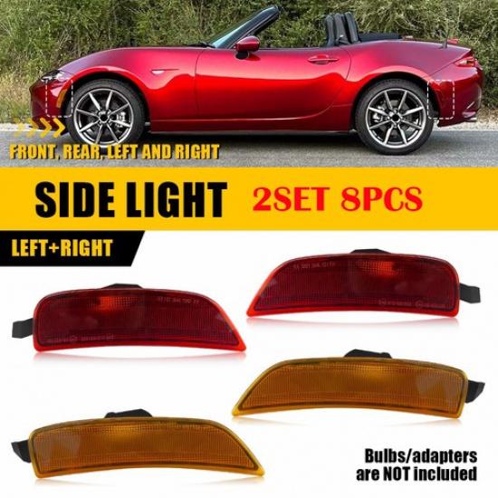 2-8PC Front Rear Side Marker Parking Lights Housing For 2016-23 Mazda Miata MX-5