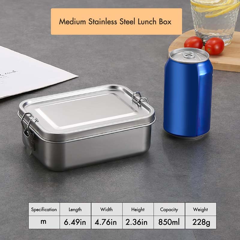Stainless Steel Portable Lunch Box Bento Food Container Seal School Lunchbox