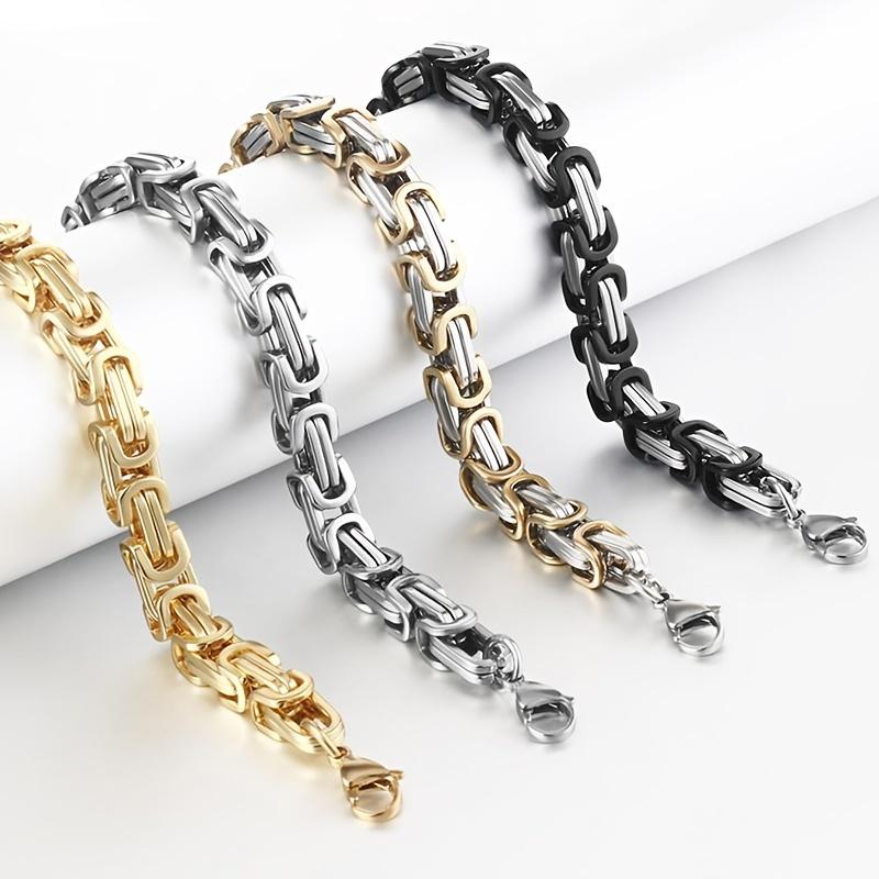 8mm Herenarmband - Duurzame 304 Roestvrij Staal Boxketting, 18K Goudkleurig Gecoat, Hip Hop Stijl, Geschikt voor Casual Outfits