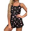 Ladies' Sleepwear, Sexy Suspender, Wavy Edge Shorts, Thin Sleepwear, Casual Home Wear, Heart Set
