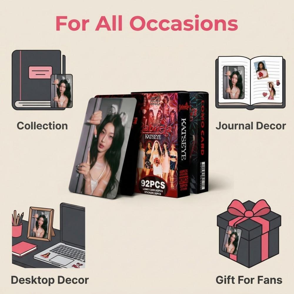92 PIECES KOREAN POP Photocards KATSEYE Single Gabriela Merch Card Decal Xmas Present Decor Collector Merchs Cards Fans Presents