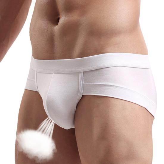 U Convex Lift Hip Men Underpants Stretchy Low Waist Solid Color Boxer Briefs