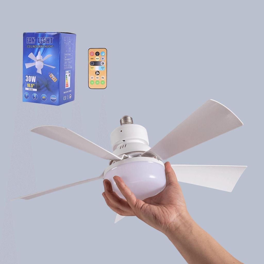 Six-Leaf Flower Pattern Ceiling Fan Light with Removable Blades, E27 Base, Ideal for Bedroom & Living Room.
