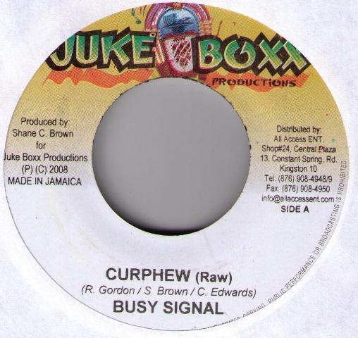

7inch Record BUSY SIGNAL - Curphew NONE Juke Boxx Produ 2008 Jamaica Reggae, Ska & Dub Used