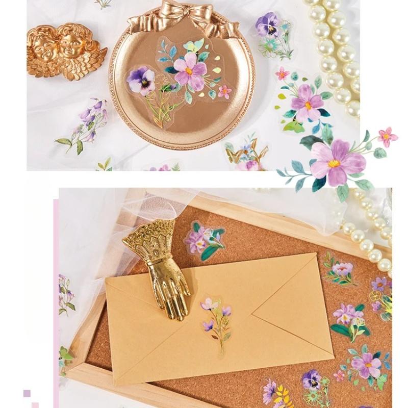 40pcs/bag Vintage Gilding Green Leaf Flower Notebook Decorative Stickers DIY Decorative Stickers for Scrapbooking Label Diary