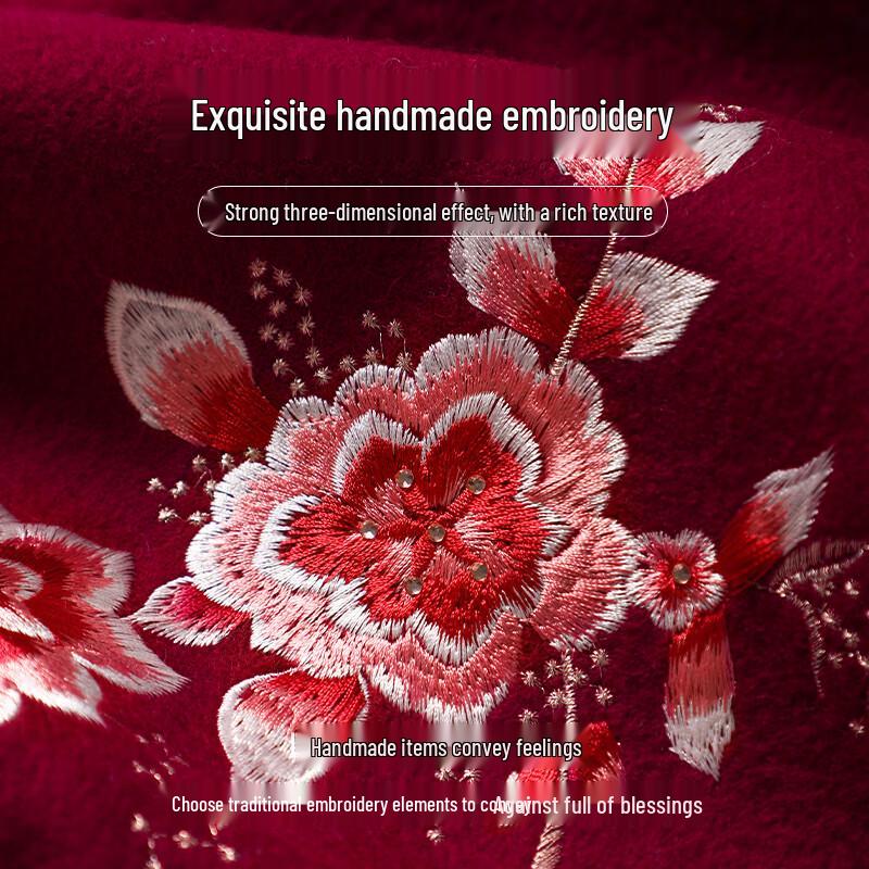 Hang Silu Women's Pure Wool Embroidered Shawl Scarf