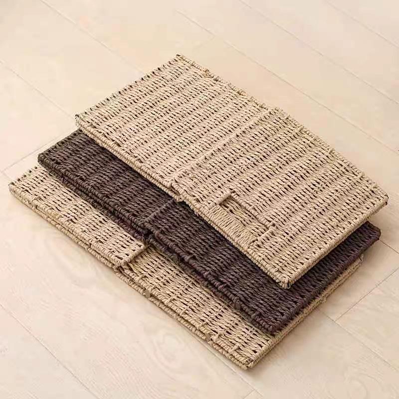 Foldable Rattan-Style Storage Basket for Home and Bedroom Organization
