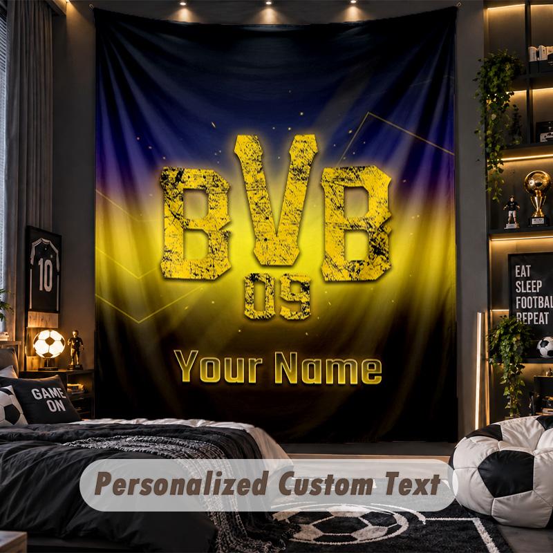 ArazzoBorussia Dortmund Nome Personalizzato Testo Appeso a Parete Personalizzato Arazzo Decorazione Parete Casa