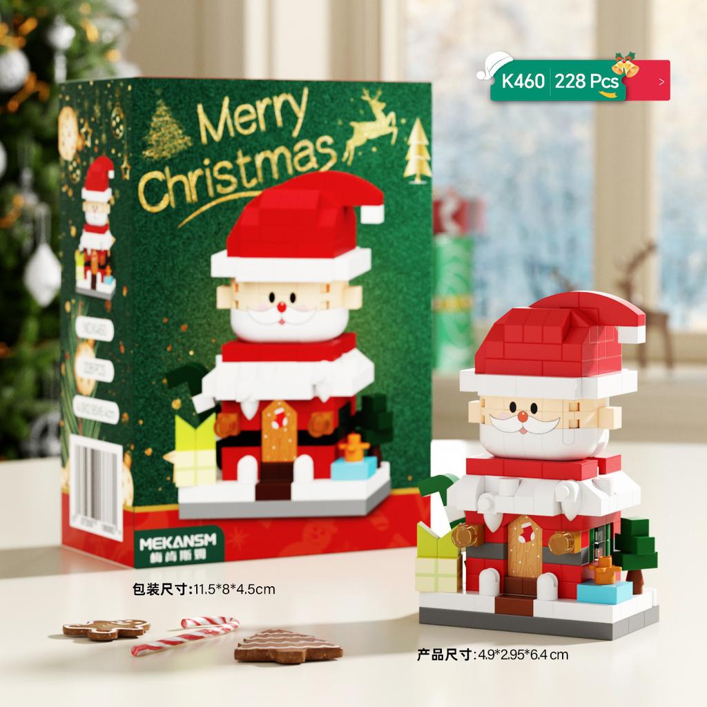 Non-Toxic 33 Style Cartoon Santa Claus Snowman Wishing Tree Apple Candy House Building Blocks City Compatible Diy Toys Children'S Gifts
