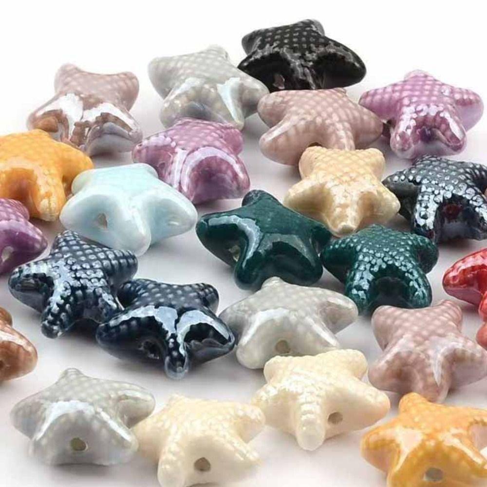20pcs Ceramic Ceramic Spacer Loose Beads Fresh Color Jewelry Making Material Starfish Bead Gift