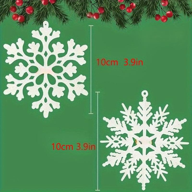 10pcs Festive Snowflake Ornaments - Dazzling Plastic Hanging Pendants for Holiday Decorations, 10cm, Tree Decorations