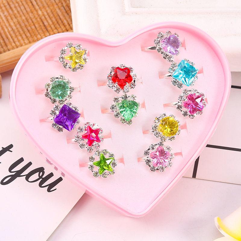 Inele de cristal cu desene animate prințesă pentru fetițe - Cadou de bijuterii pentru copii