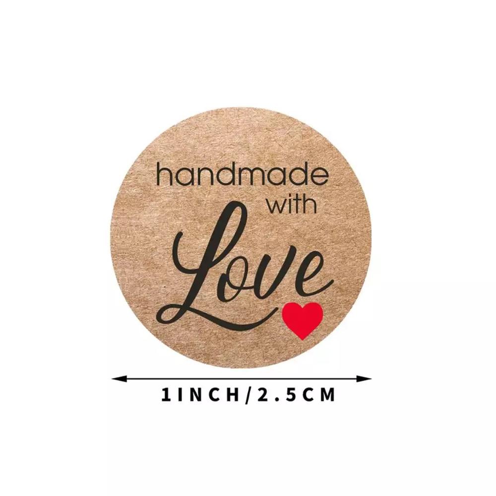100-500Pcs Vintage Kraft Paper Stickers Scrapbook Gift Stationery Label Stickers Handmade With Love Thank You For The Stickers
