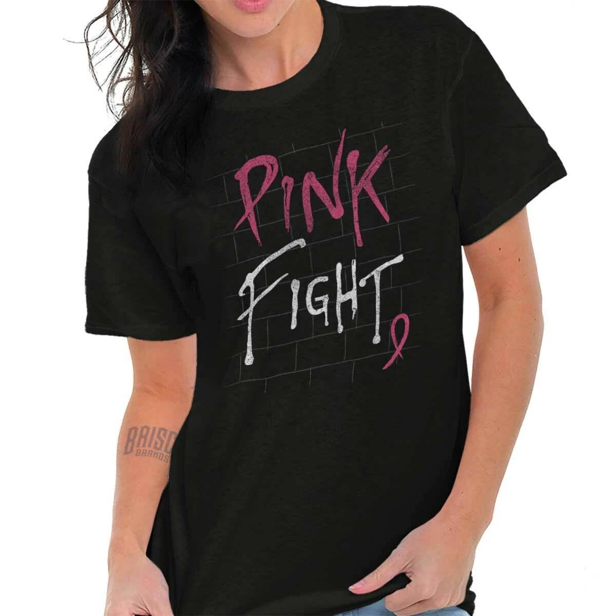 Pink Fight Graffiti Breast Cancer Awareness Womens Graphic Crewneck T Shirt Tee XS