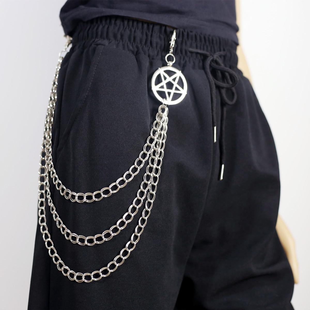 

Vintage Pop Metal Pentagram Waist Chain Female Punk Multilayer Chain Decorative Trouser Chain