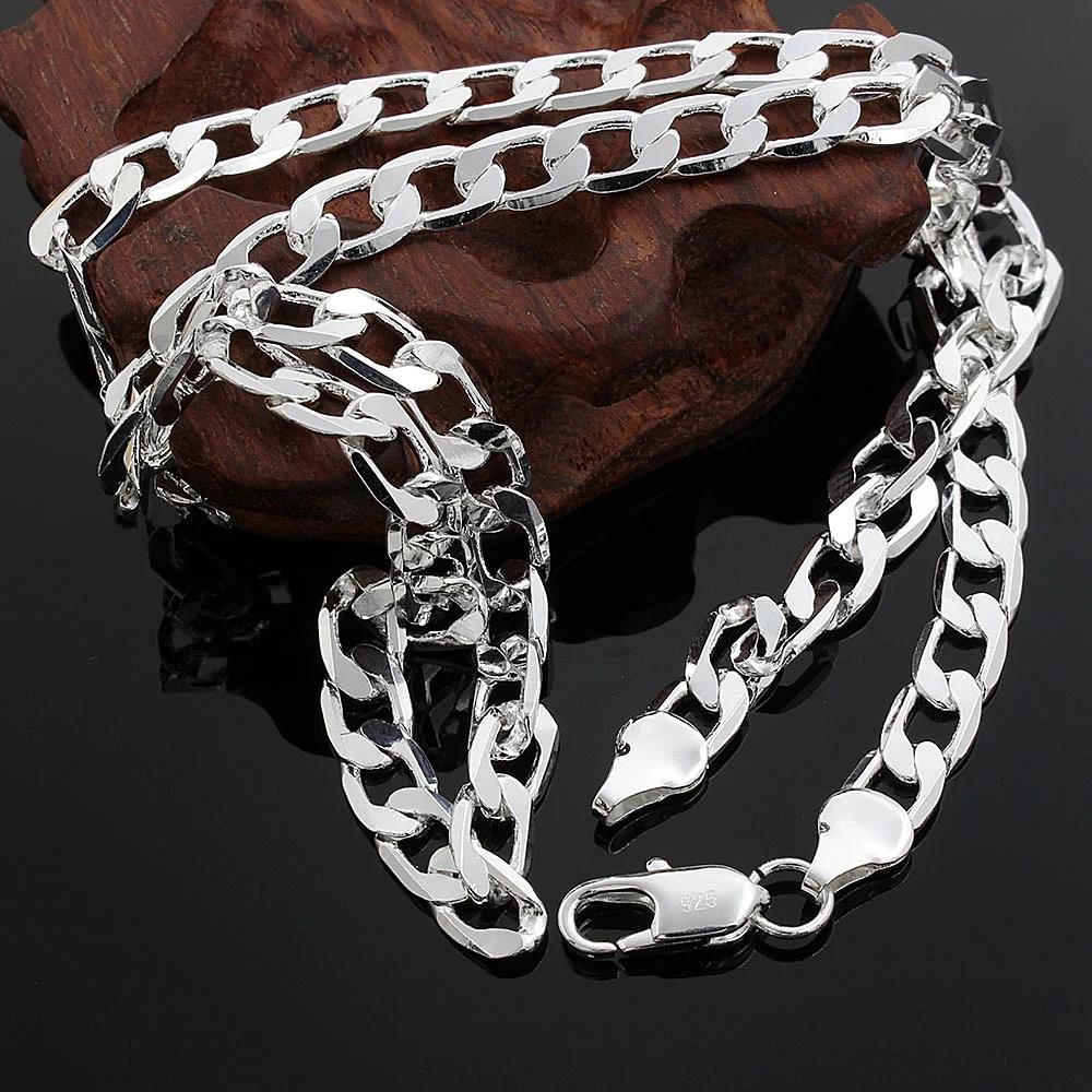 925 Sterling Silver Classic 8mm geometry Necklace chain for woman Men charm fashion wedding party Jewelry Holiday gifts