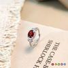 Women's S925 Sterling Silver Brushed Craft Ring Natural Crystal Garnet Peridot Adjustable Jewelry