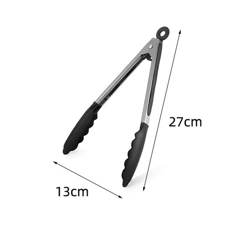 9'' Black Steel Silicone Food Clip With Silicone Rubber Grips