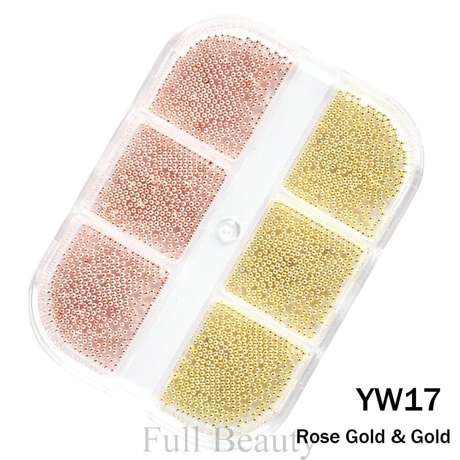 6 Grids Mini Stainless Steel Metal Bead 3D Sliver Gold Small Micro Beads DIY Nail Art Decoration Accessories