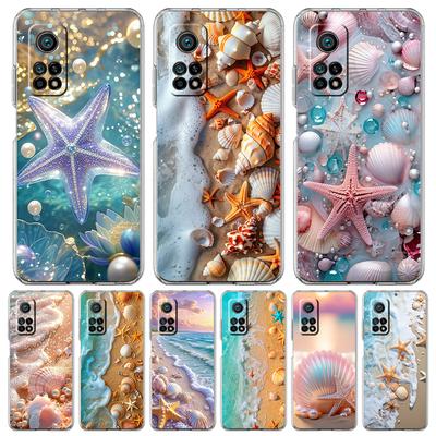 Coque de téléphone transparente pour Xiaomi Mi 14 13 12 11 Ultra 13T 12T 11T Poco X3 NFC F3 F6 Pro Lite TPU souple Motif coquillage étoile de mer