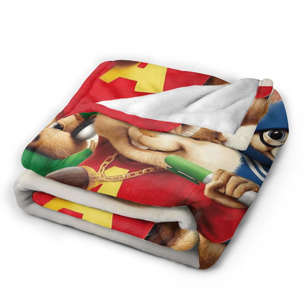 A-Alvin and the Chipmunks Knitted Blanket Coral Fleece Plush Movie Warm Throw Blanket for Bedroom Sofa Bedspread