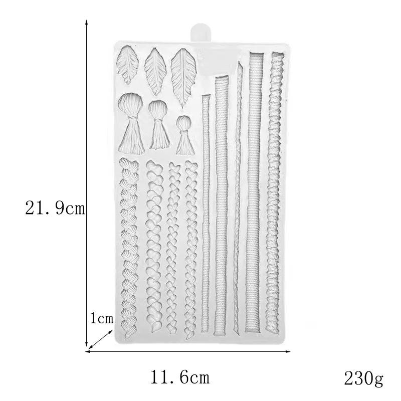 

Hemp Rope Macrame Silicone Mold Fondant Cakes Border Decorating Gumpaste Mould Sugarcraft Chocolate Clay Molds Baking Tools