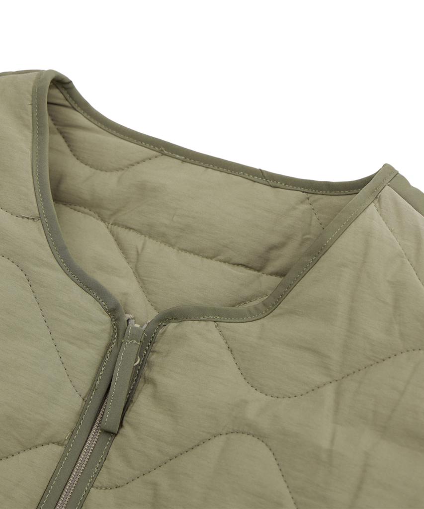 Cream Soda Lab Warm-Up Quilted Two-Way Jacket Khaki