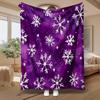 Purple Snowflake Pattern, Winter Gift for Her, Soft Fleece Blanket, White Snowflakes On Violet Background, Cozy Home Decor And Multi-Purpose Use, Warm